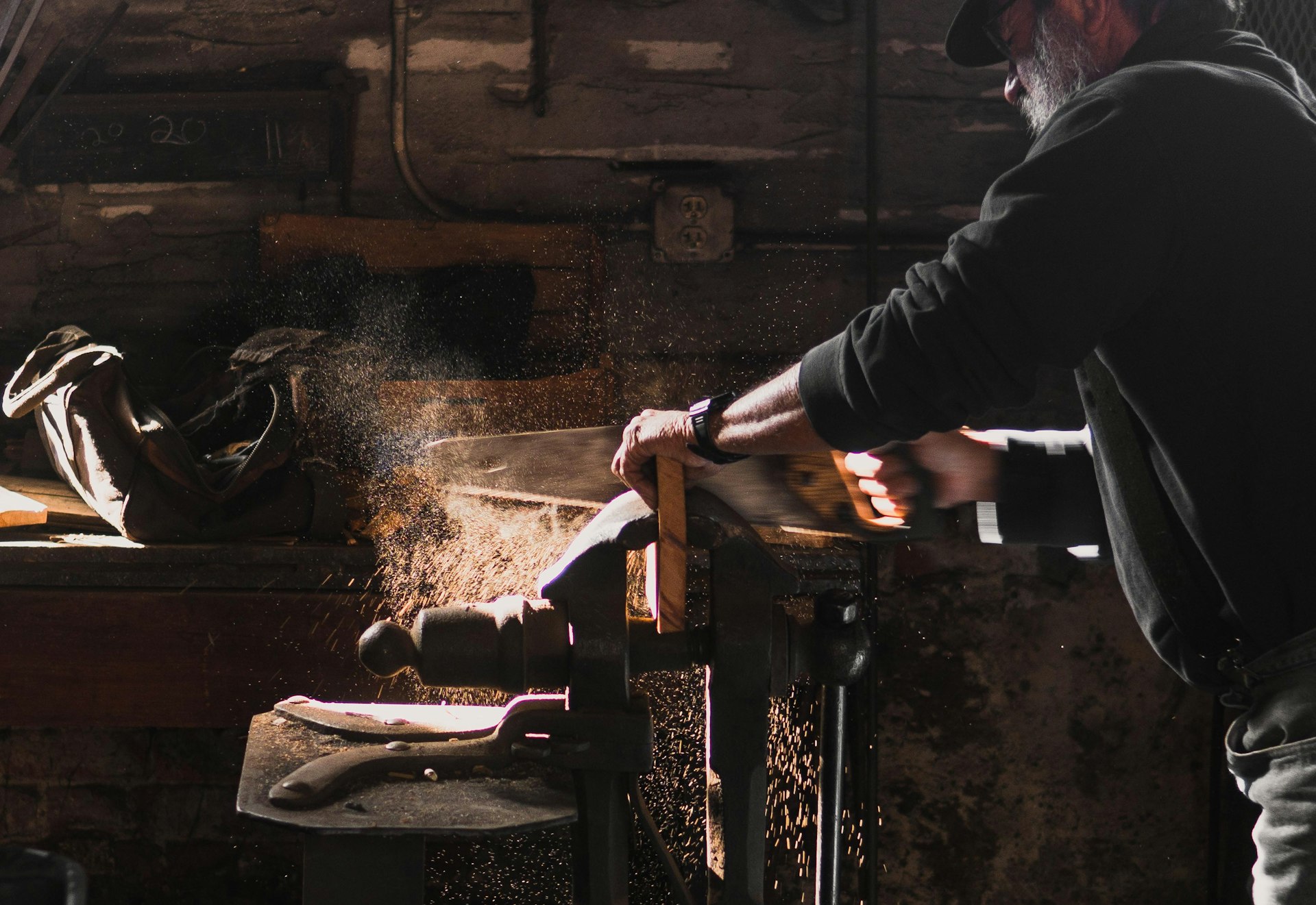 A craftsman at a workbench