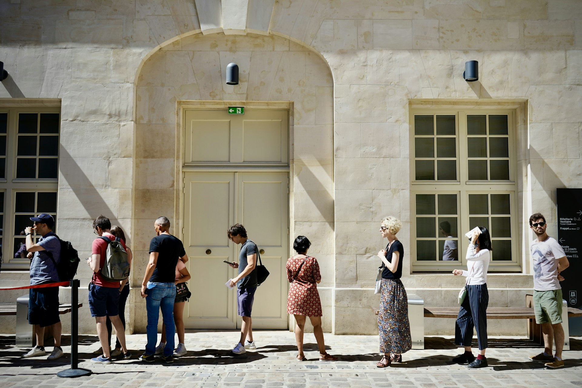 A queue of people waiting