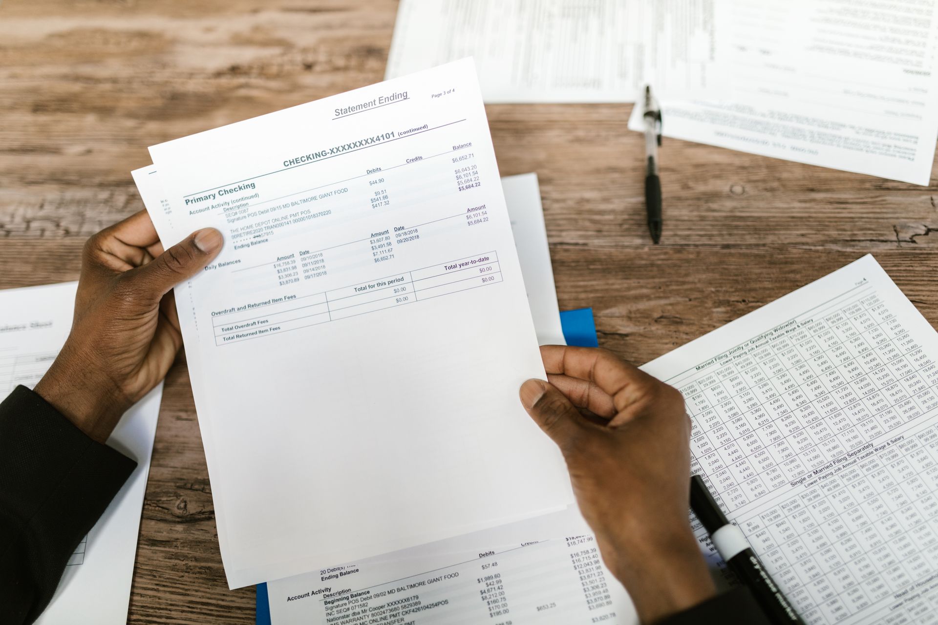 An analyst checking a report