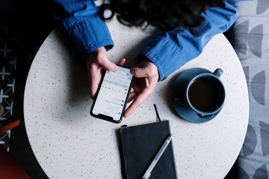 A customer rating a business on a phone