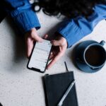 A customer rating a business on a phone