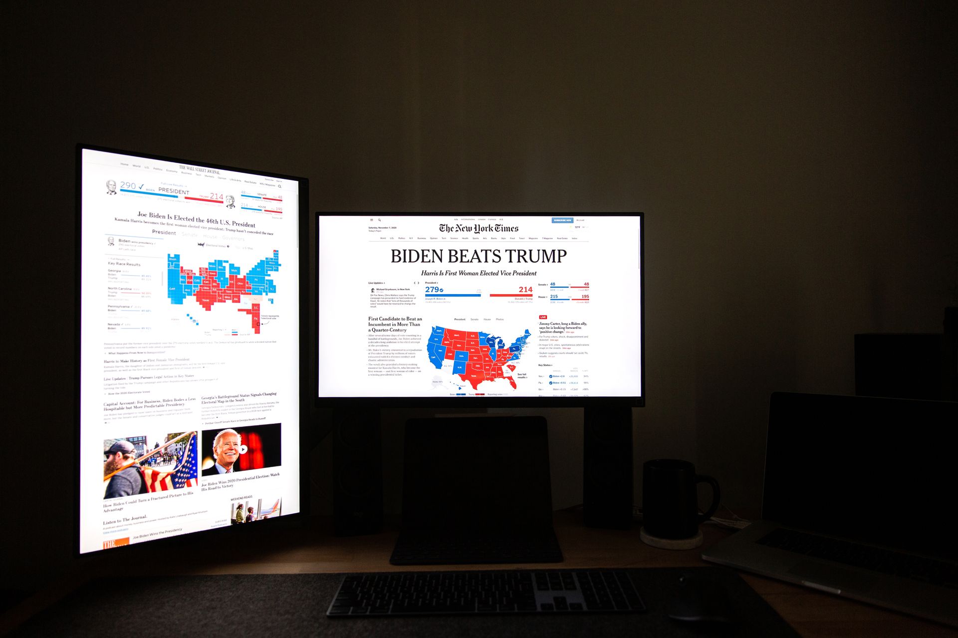 Search results on a monitor