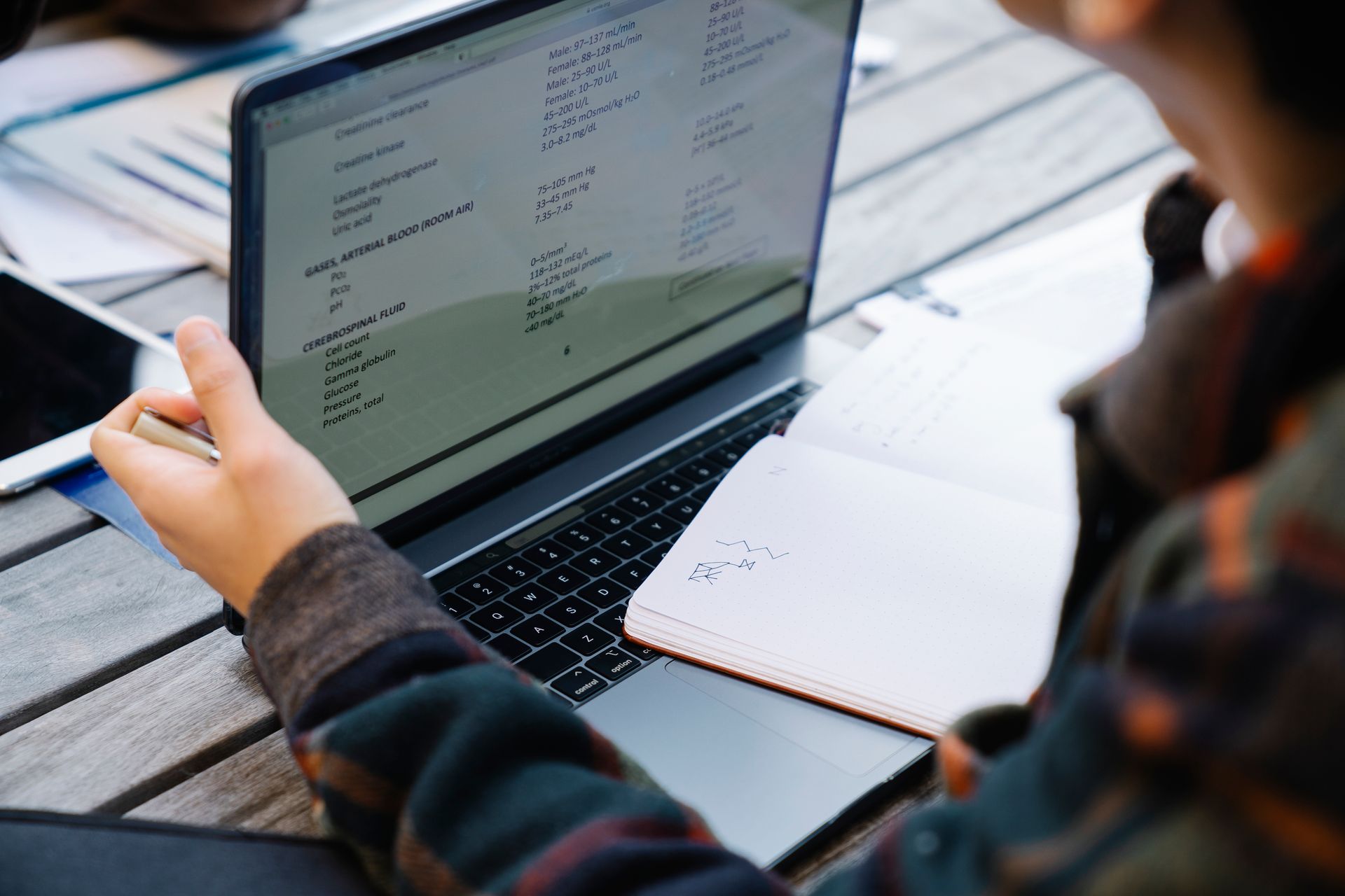 A researcher noting operator queries