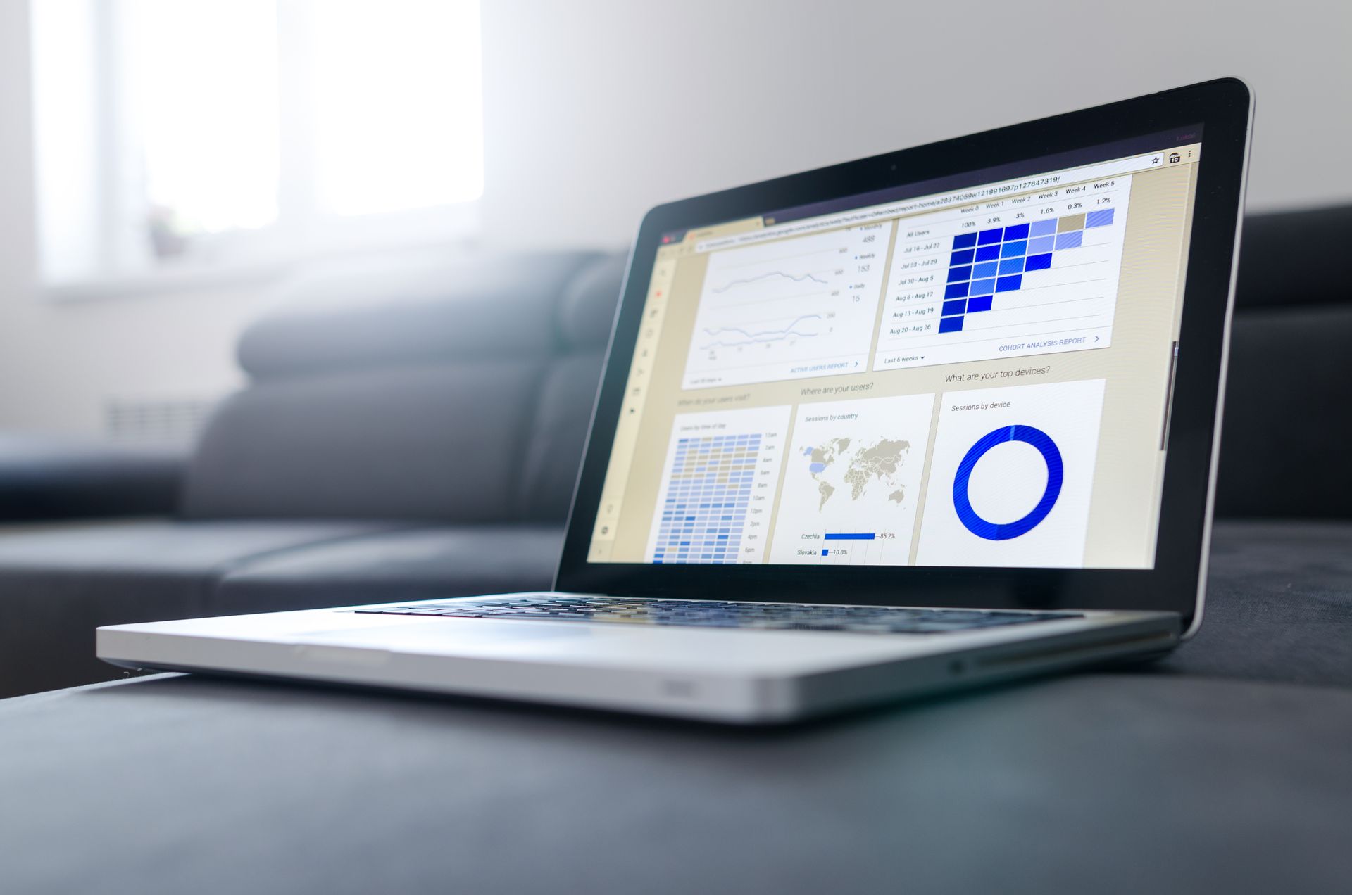 A backlink profile report on a monitor