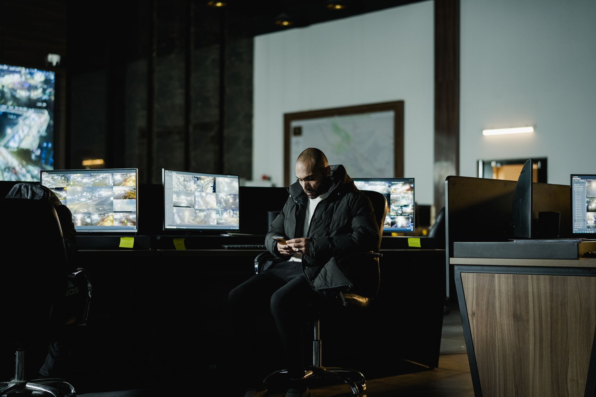 A security professional at monitor