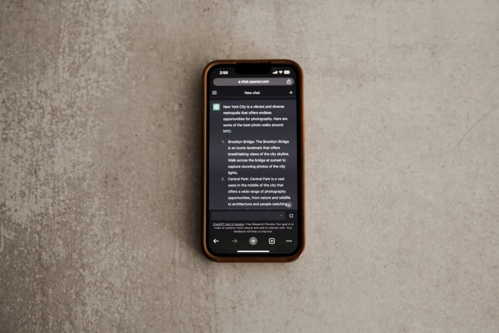 An article heading hierarchy on a screen