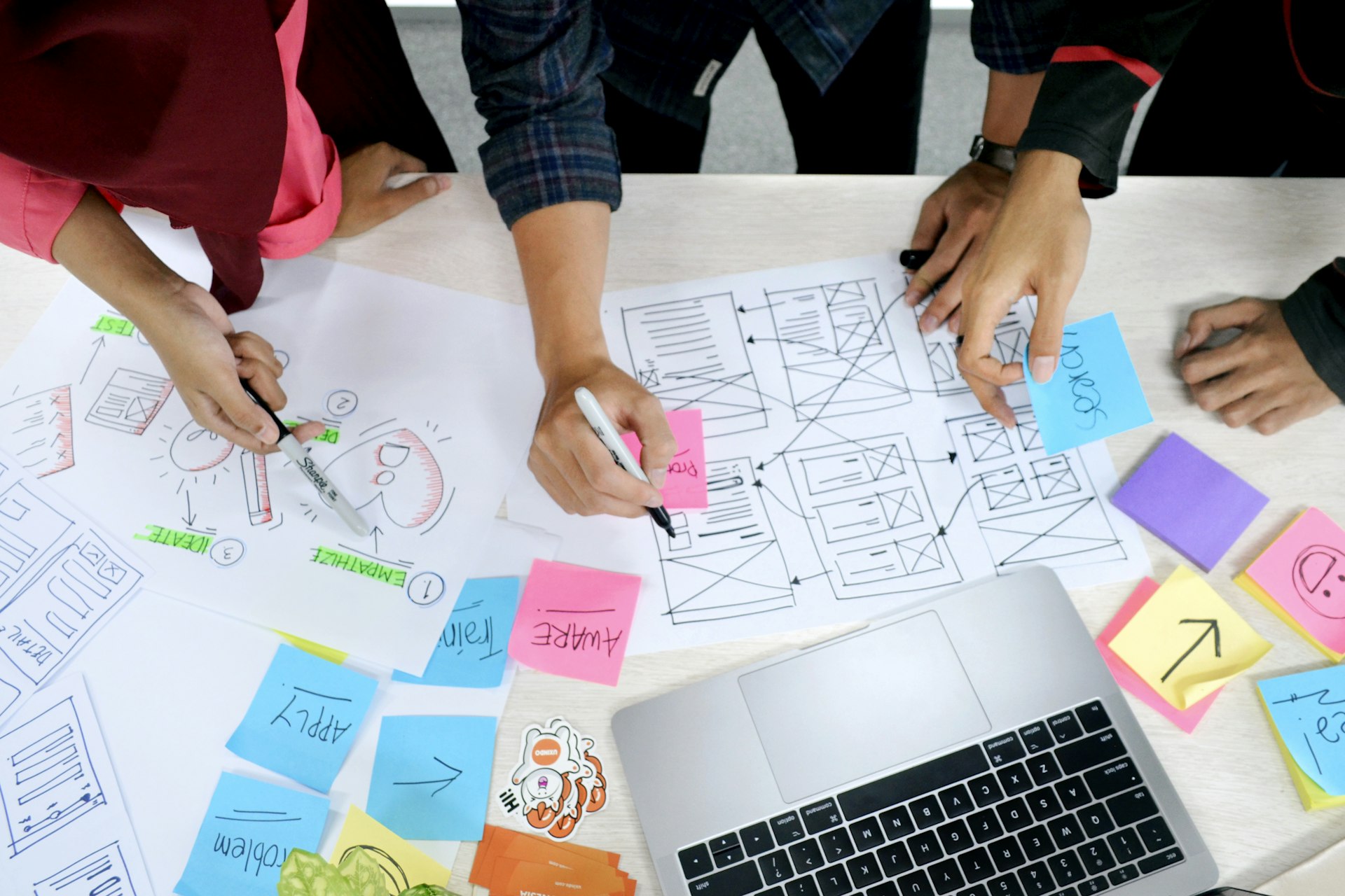 A designer arranging a layout