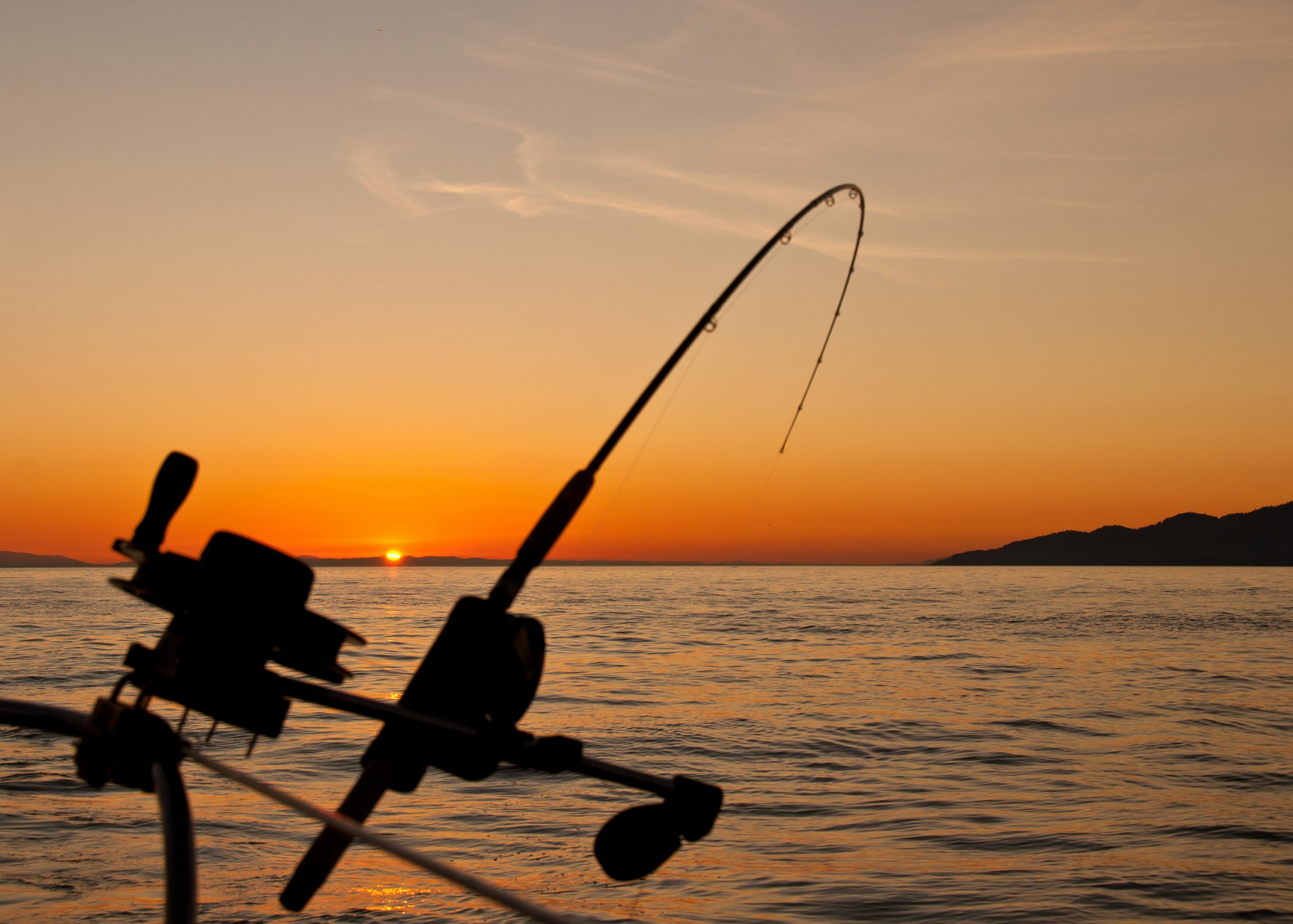 A single fishing line in water