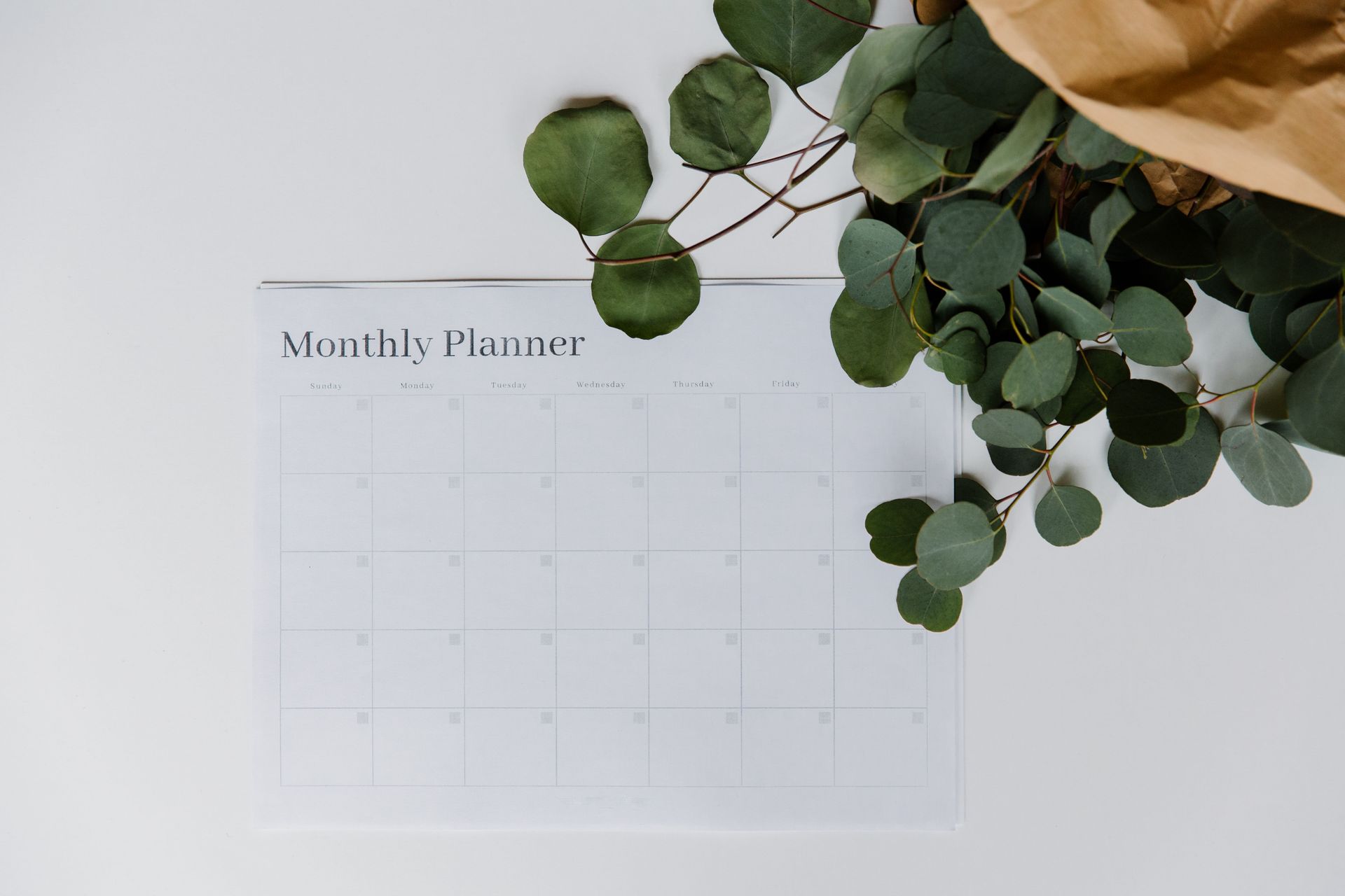 A monthly calendar planner