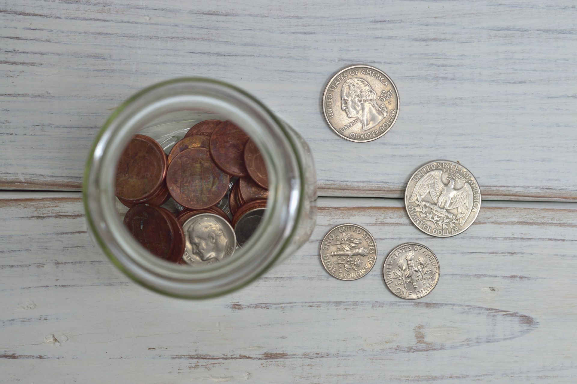 Coins in a jar