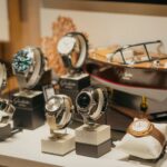 A luxury watch in a display case