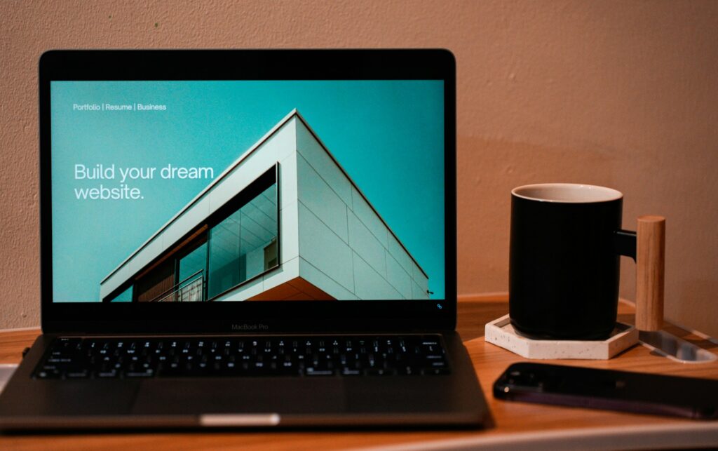 A newly launched website open on a laptop