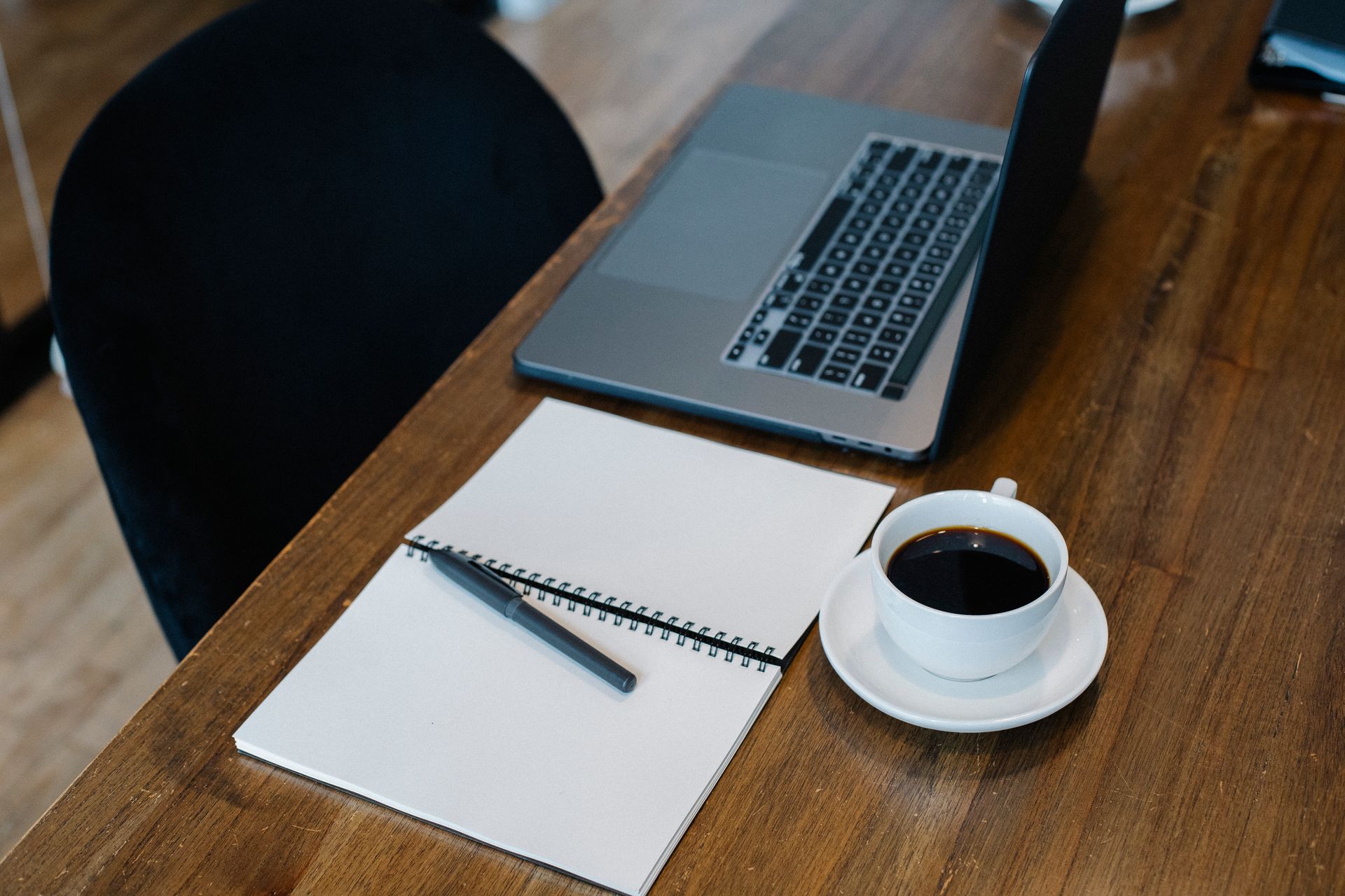 Coffee and a laptop in the morning