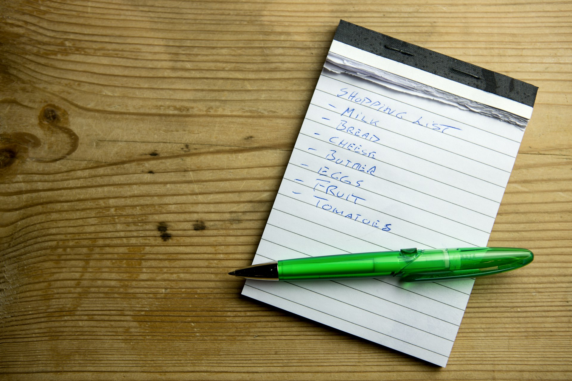A checklist with a pen