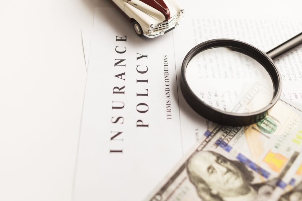 A magnifying glass over printed documents