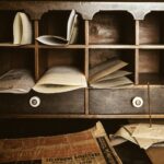 Shelves of an old newspaper archive