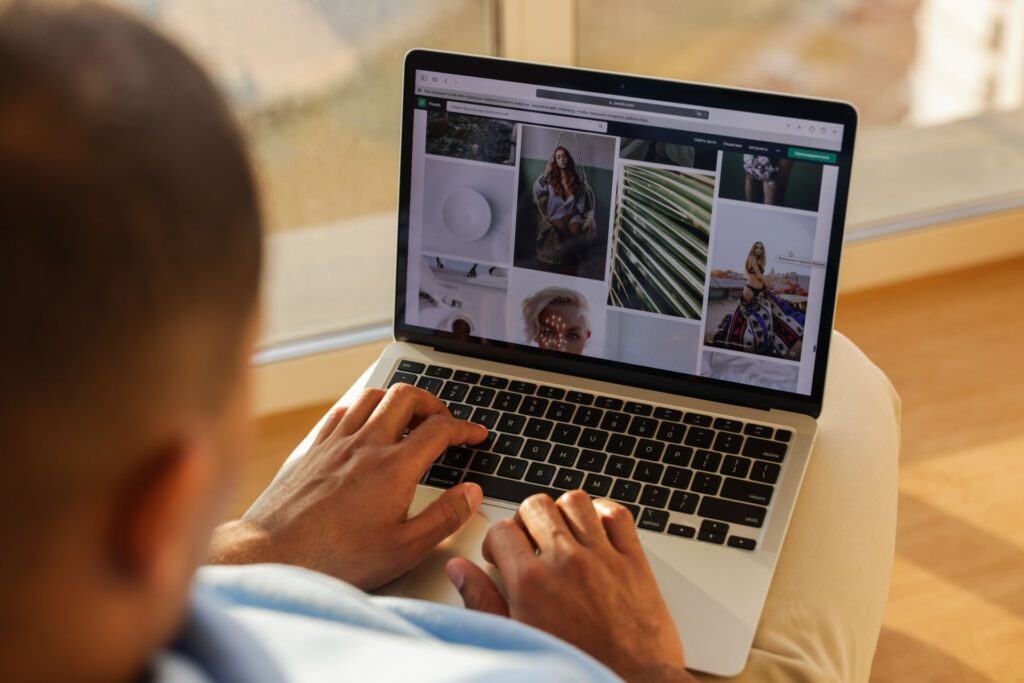 Search filters on a laptop screen