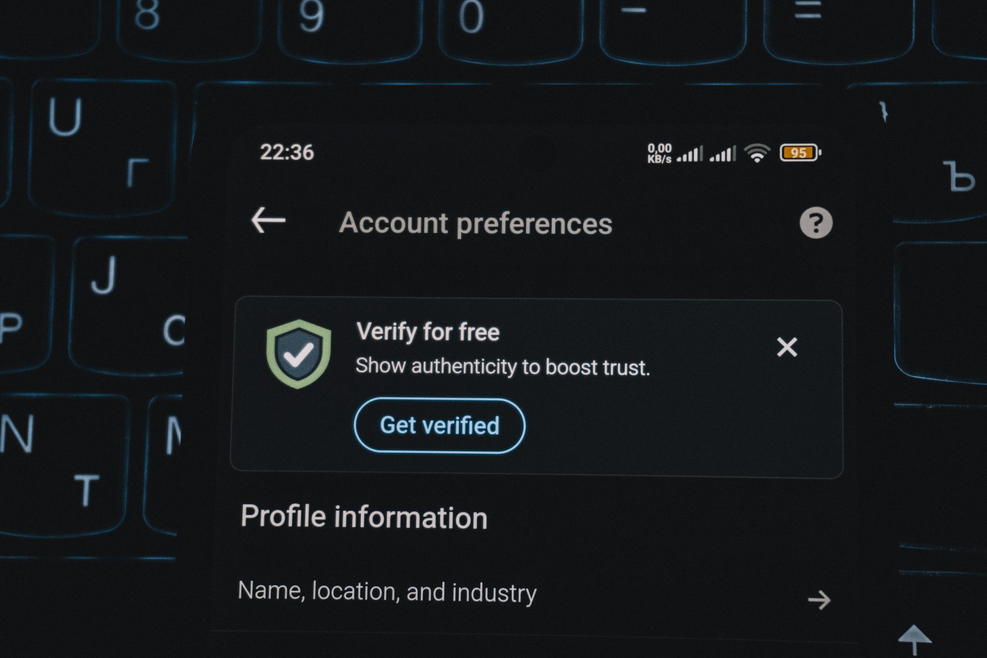A DNS record used to verify a domain property