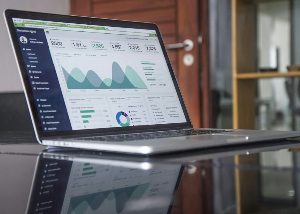 A search console dashboard overview on a laptop