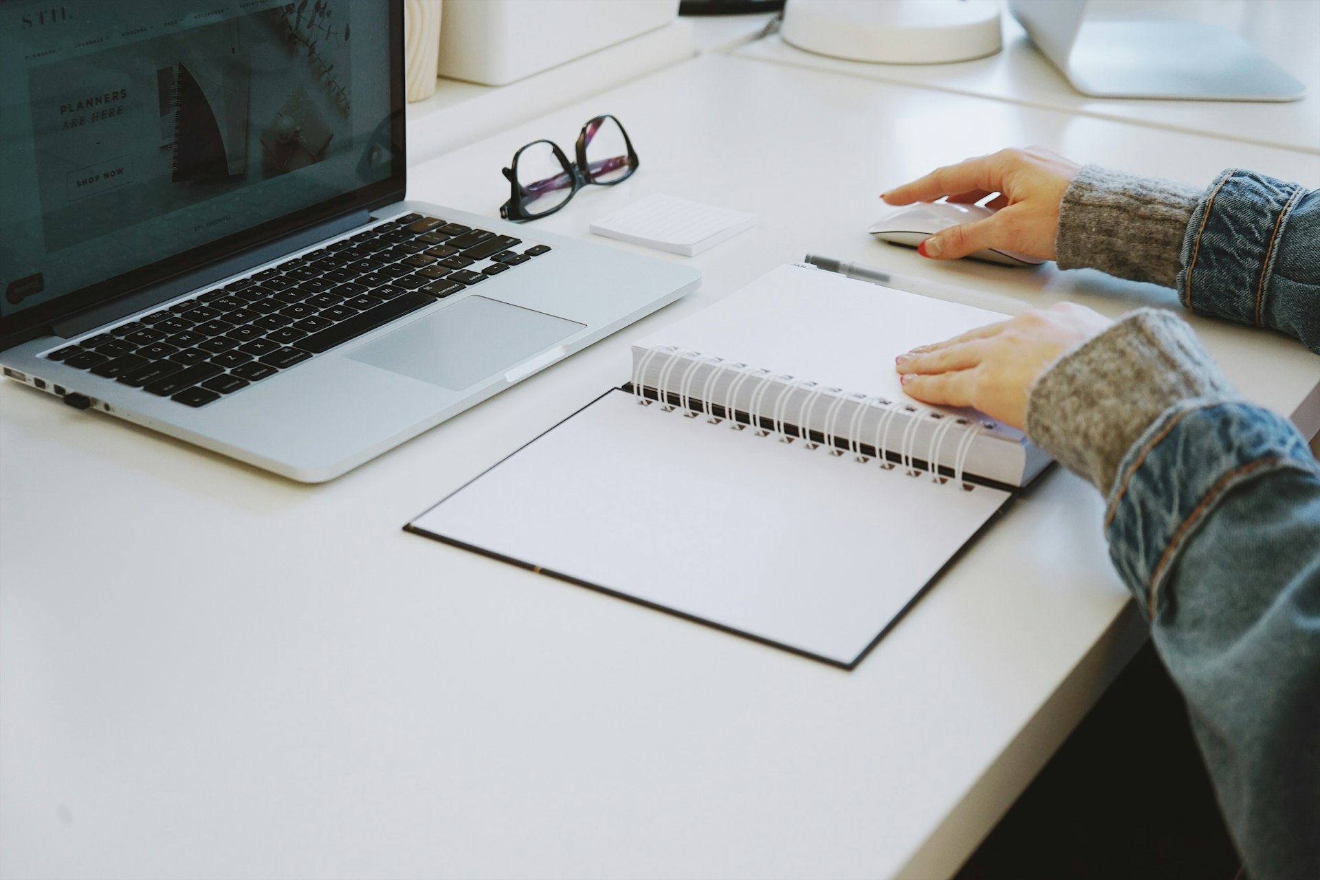 A copywriter at a desk