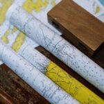 A paper map on a table