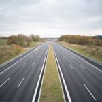 A motorway with many lanes