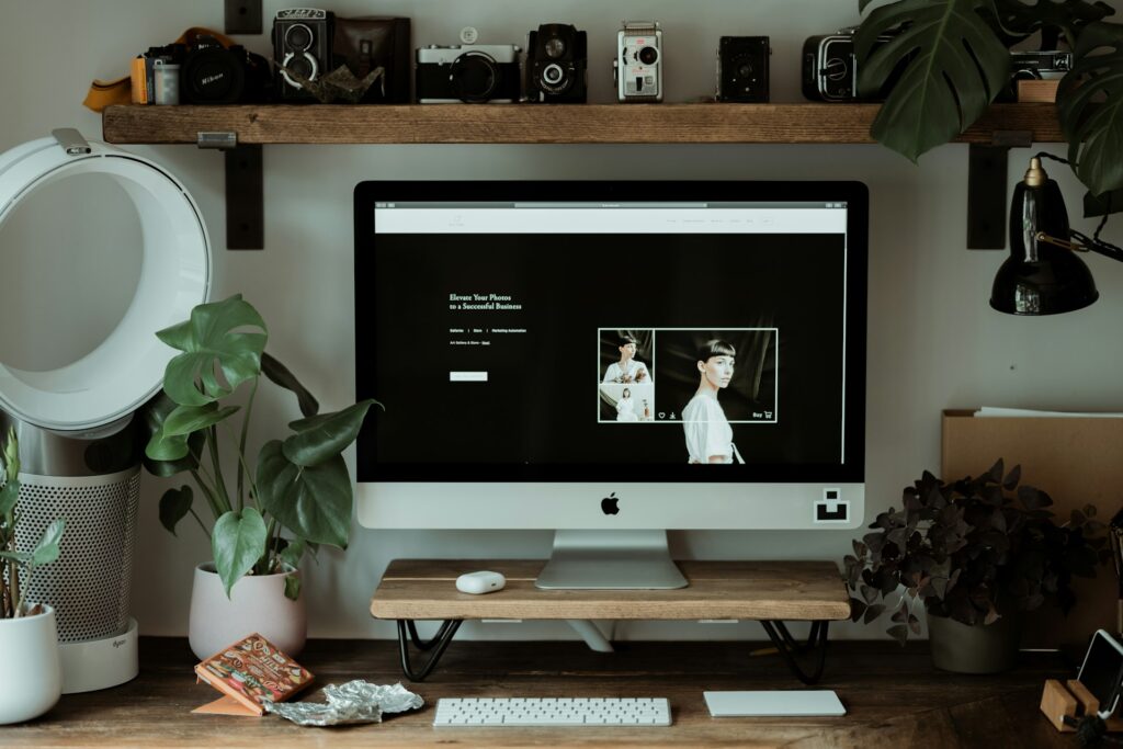 A photo gallery website on a monitor