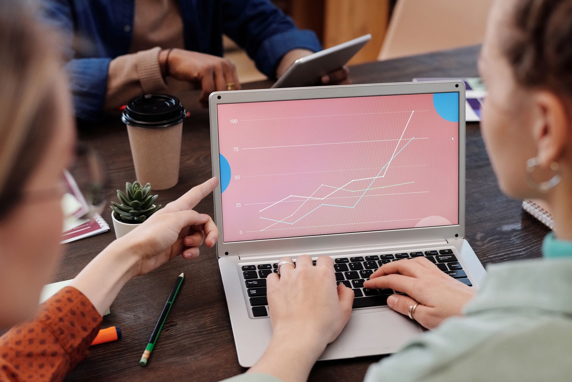 Website statistics on laptop screen