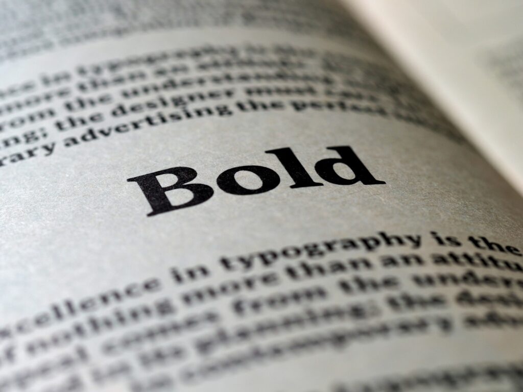 Keywords highlighted in printed text