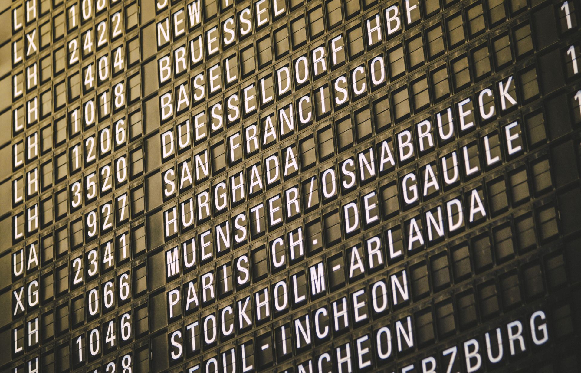 A web page listing city names