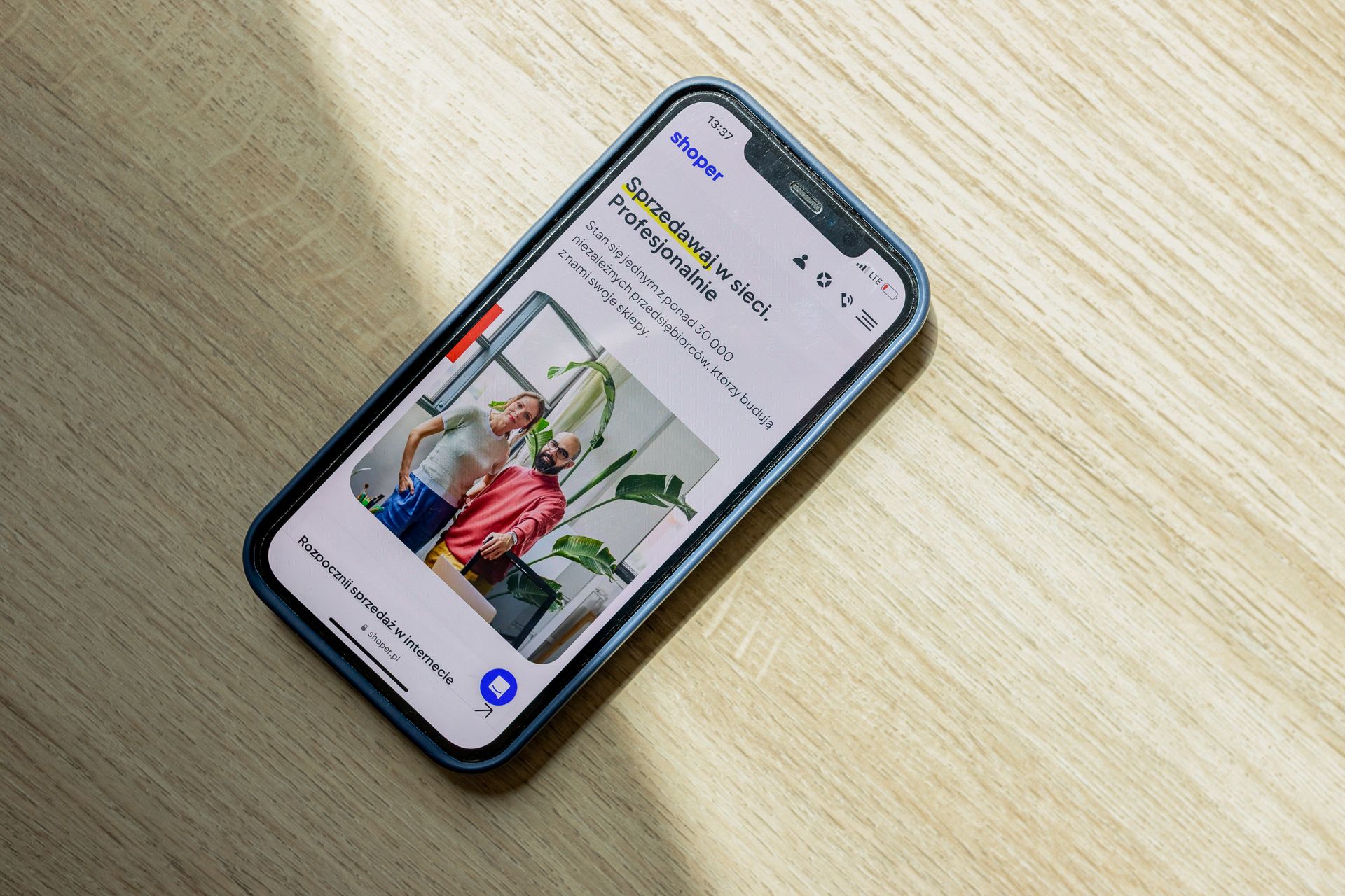 A website on a phone