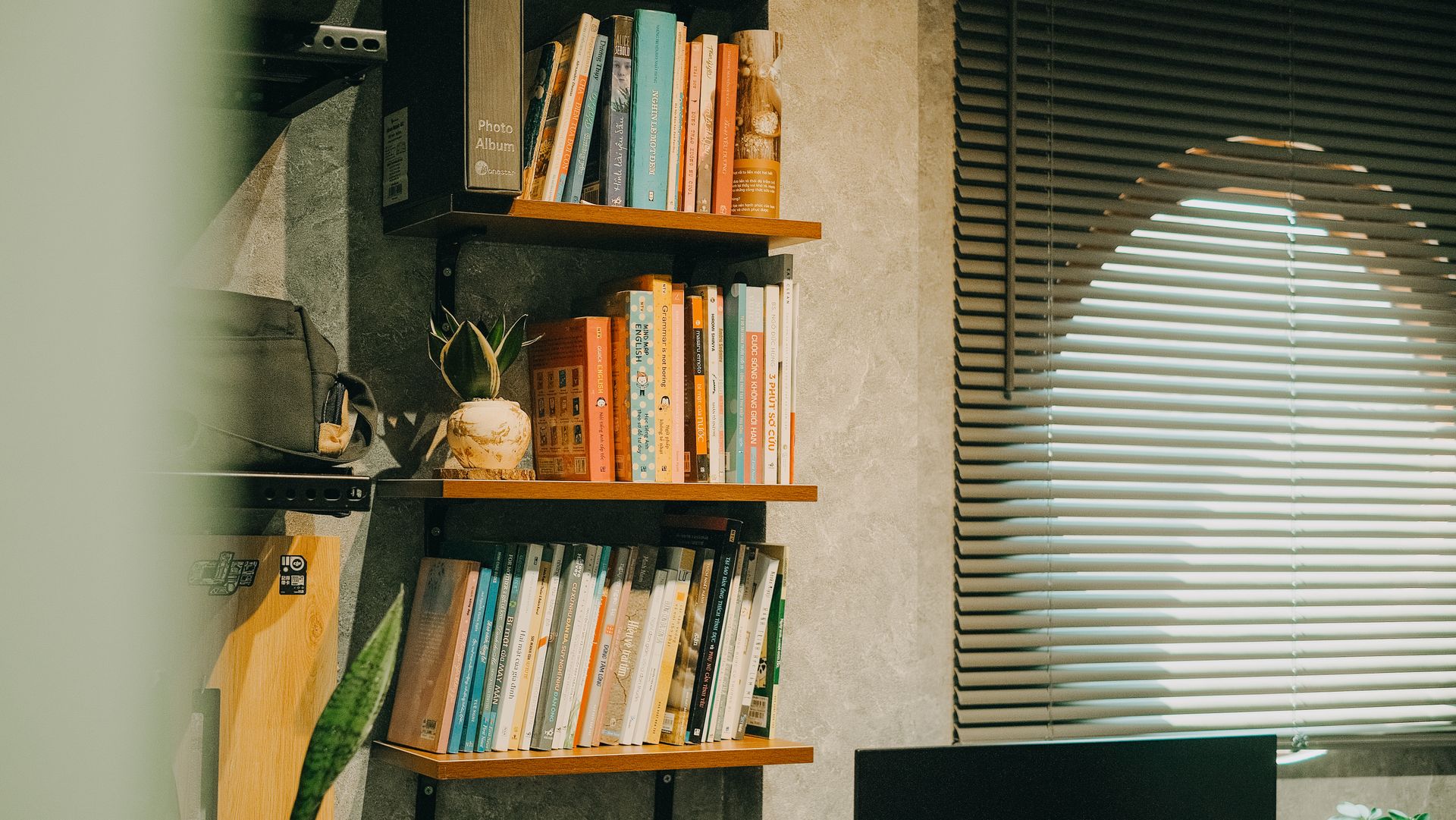 An office bookshelf