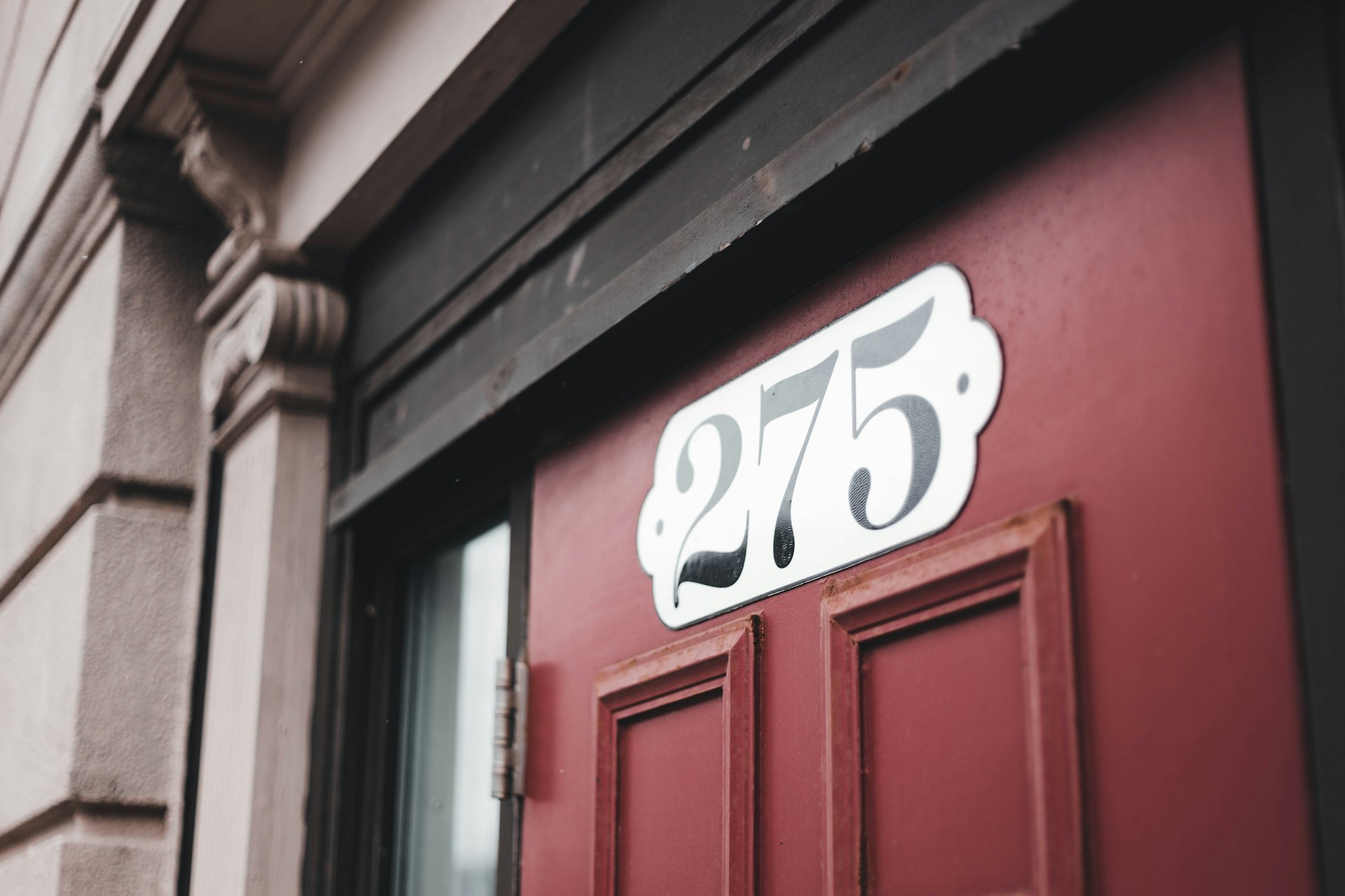 An address on a shop door