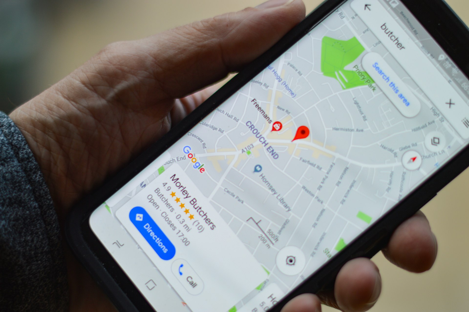 A person using a map on a phone