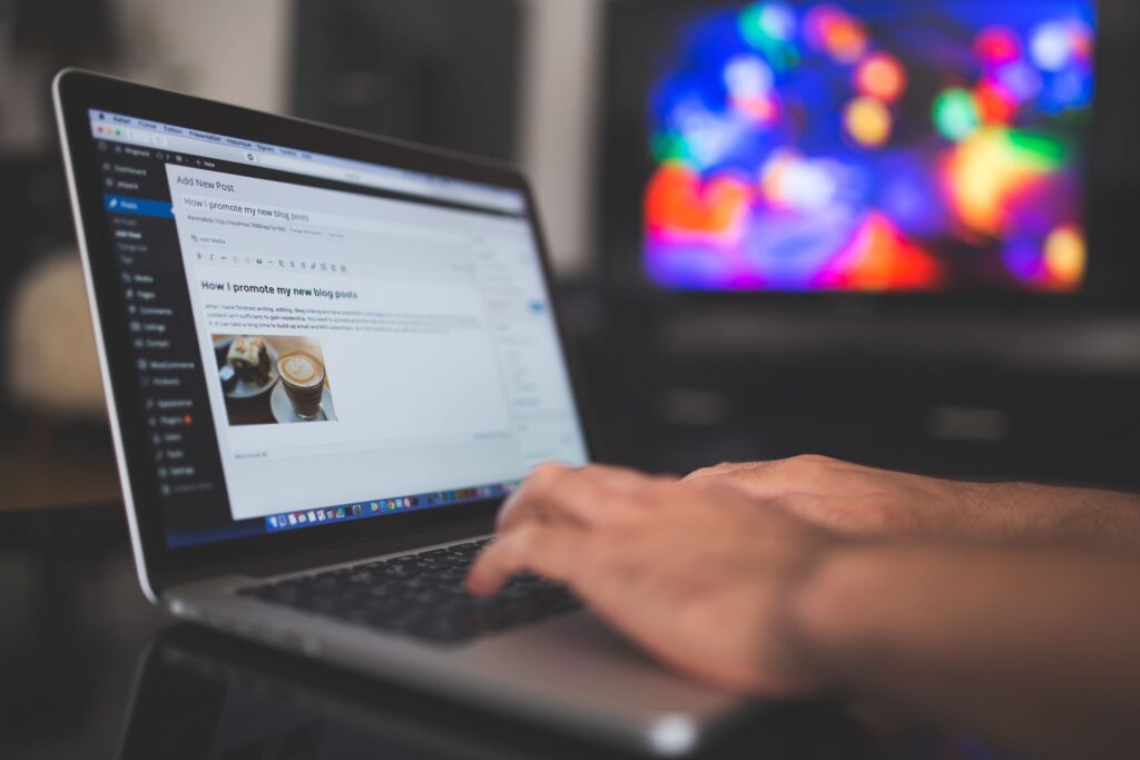 A recipe blog with display adverts open on a laptop