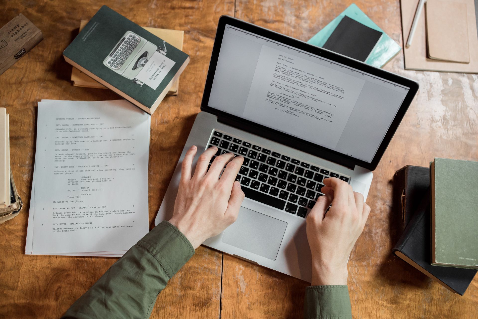 A copywriter editing description text