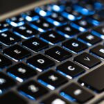 A padlock on a laptop keyboard