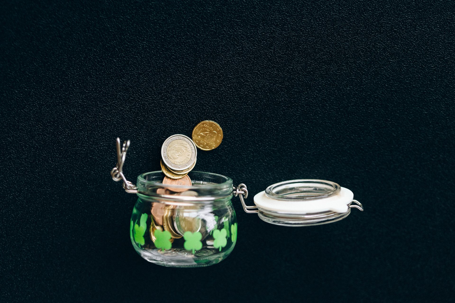 Coins in a glass jar
