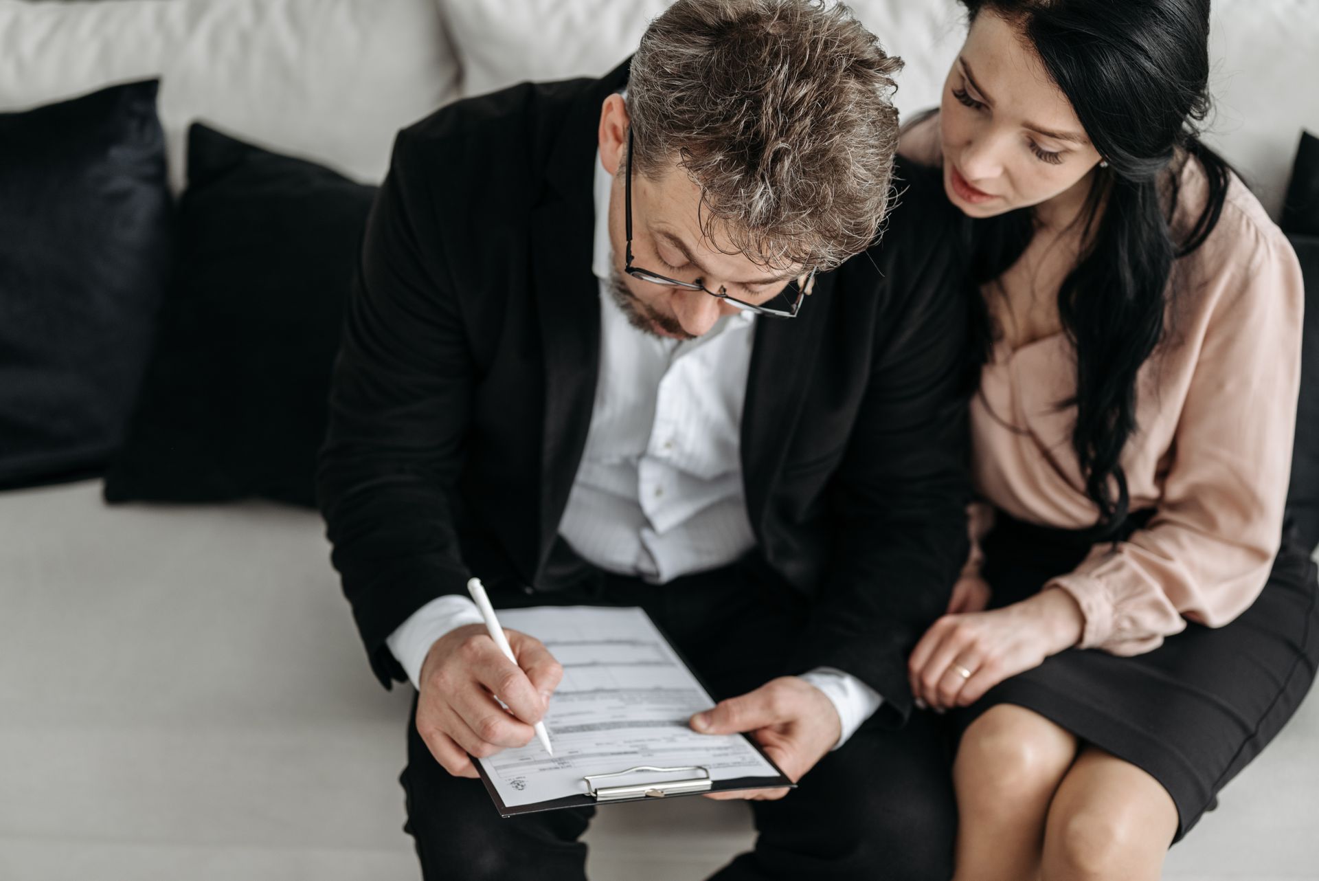A couple reviewing paperwork
