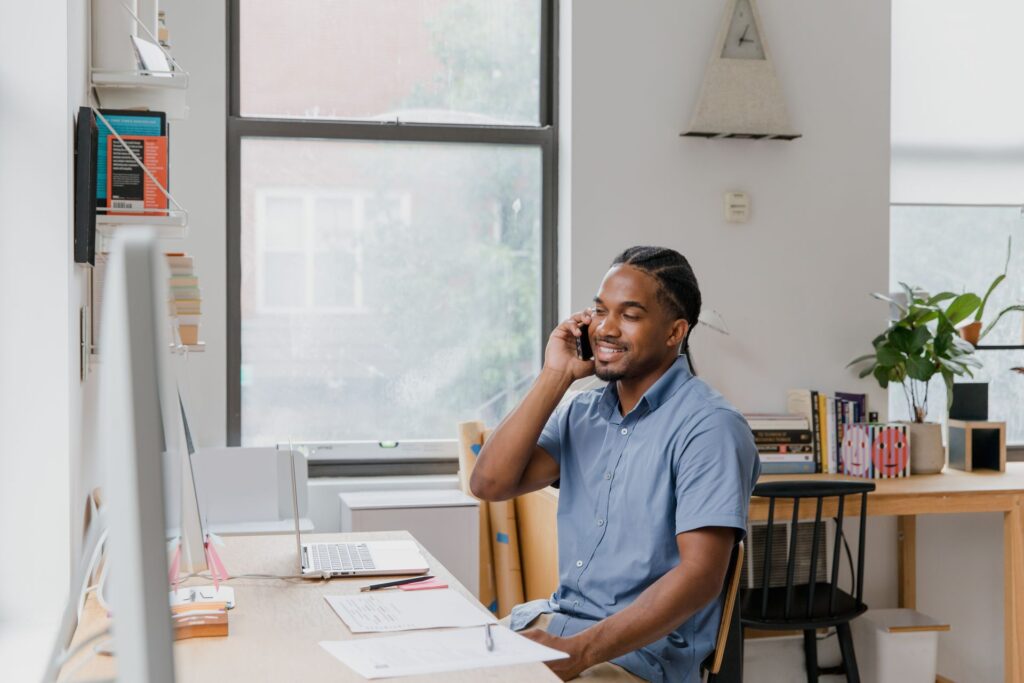 A website owner in a home office