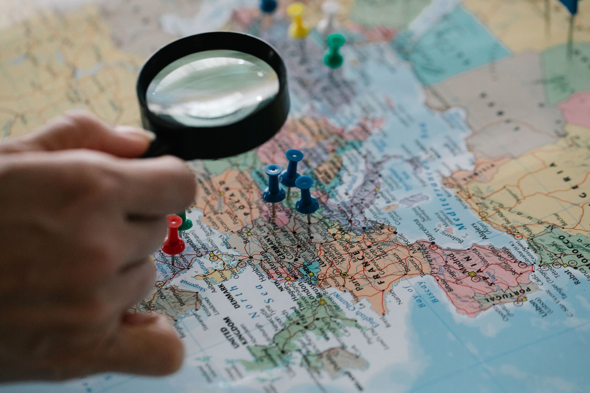 A map with pins