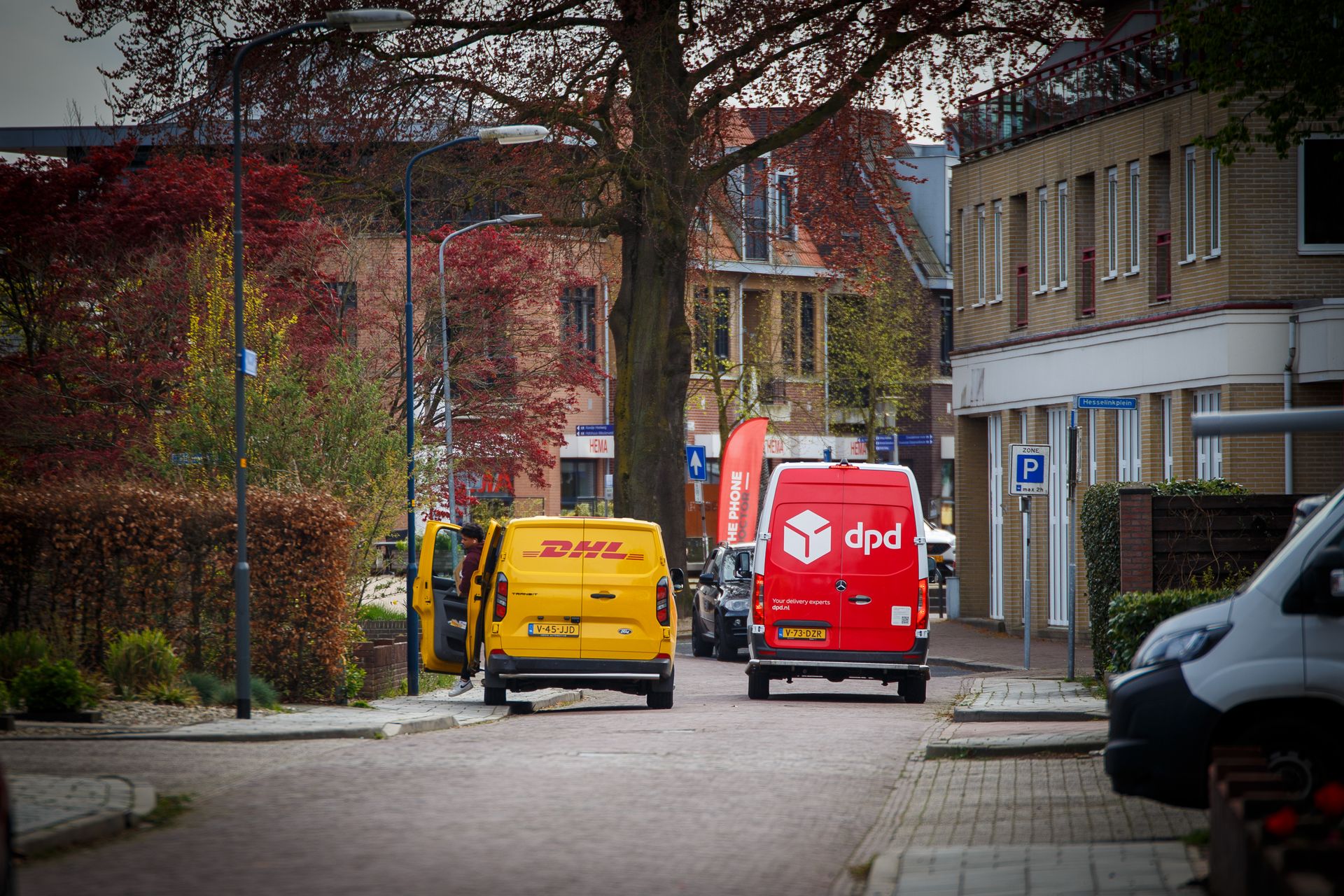 A delivery van in town