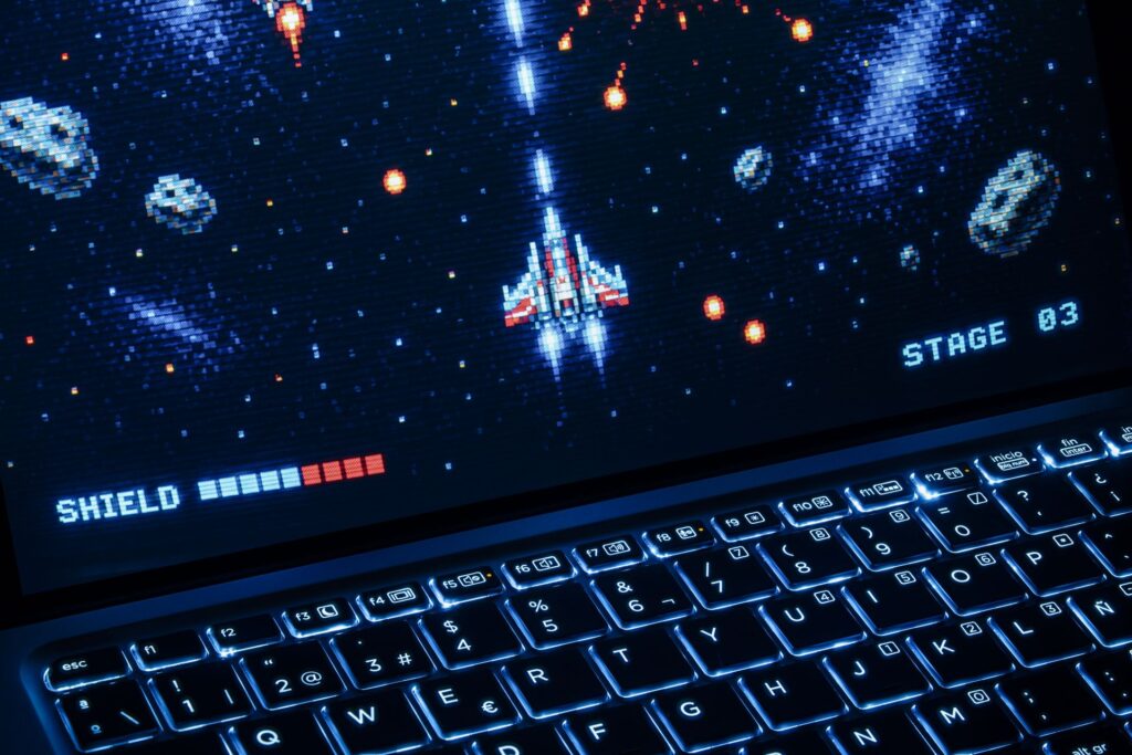 A shield icon on a laptop screen