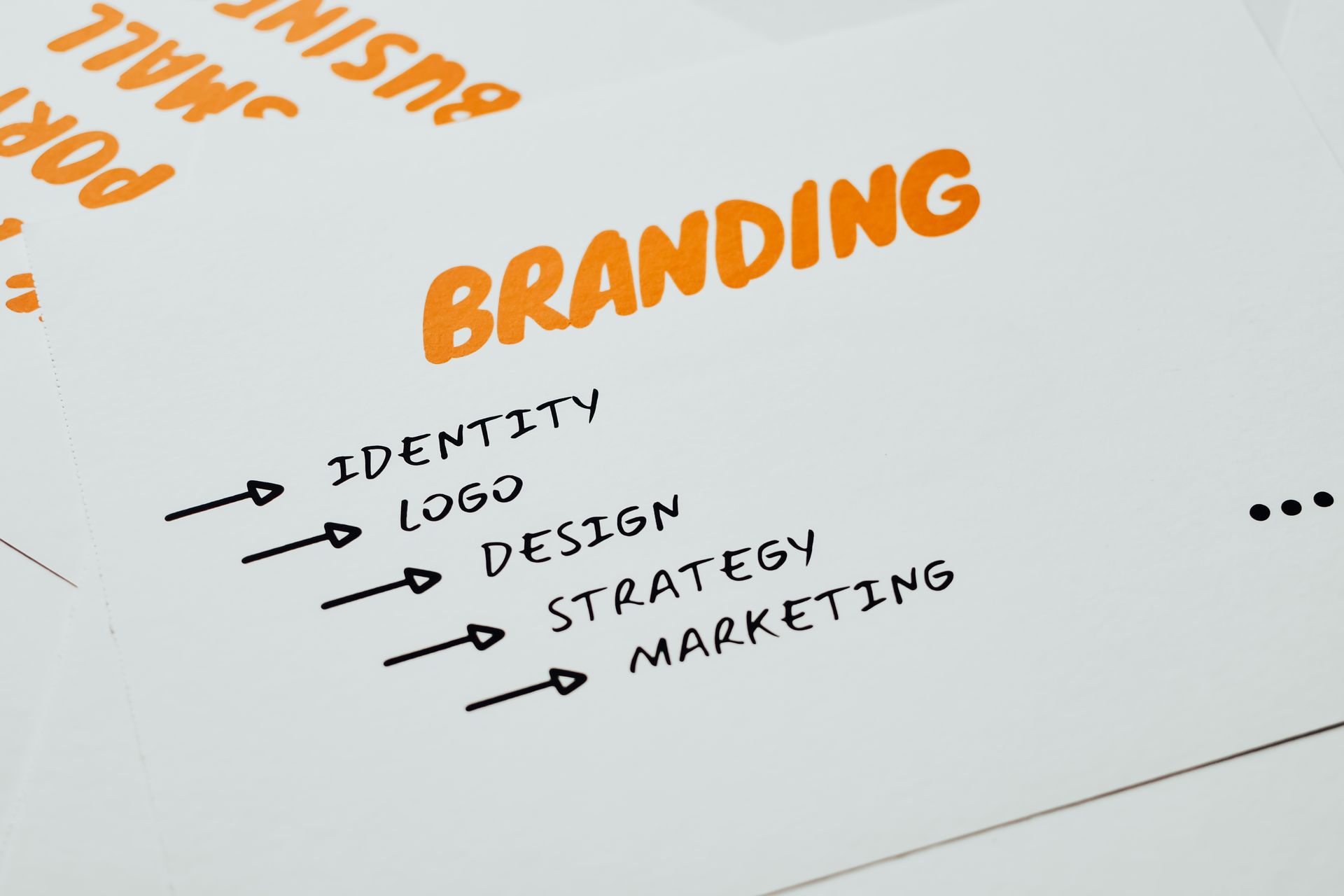 Brand logo sketches on paper