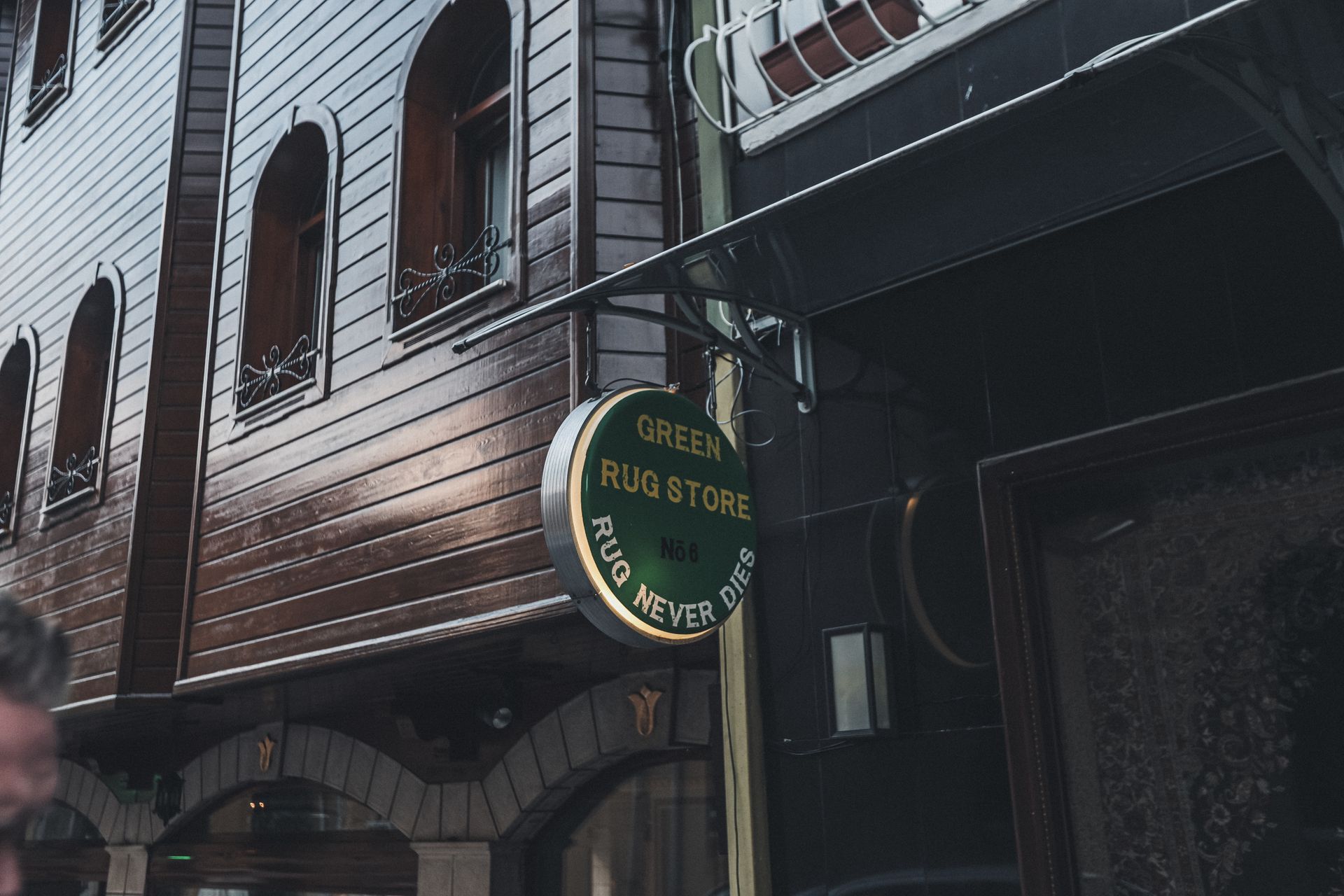 A storefront sign