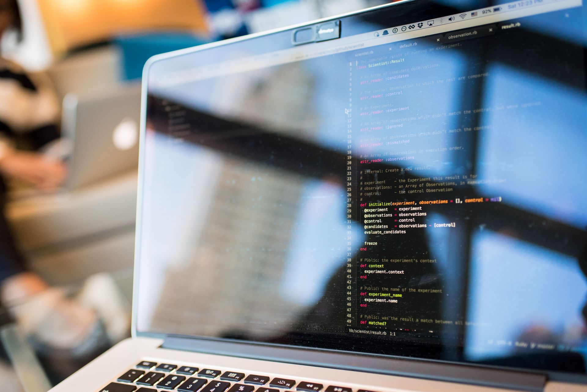 A code on laptop screen