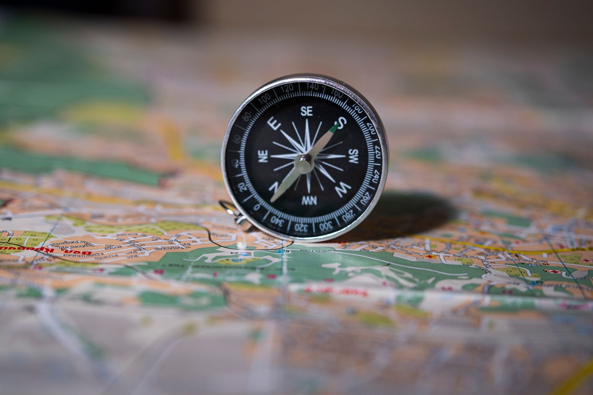 A compass on a map