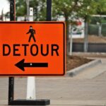 A road detour sign