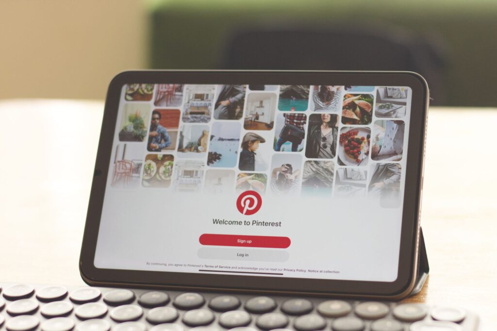 Pinterest boards on a laptop screen