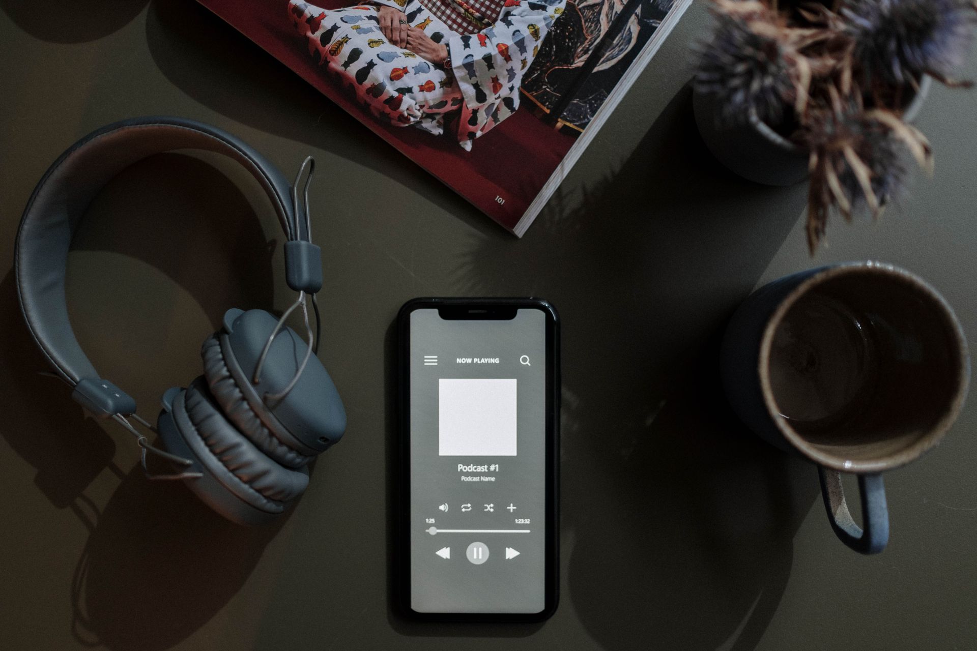 A podcast app on a phone